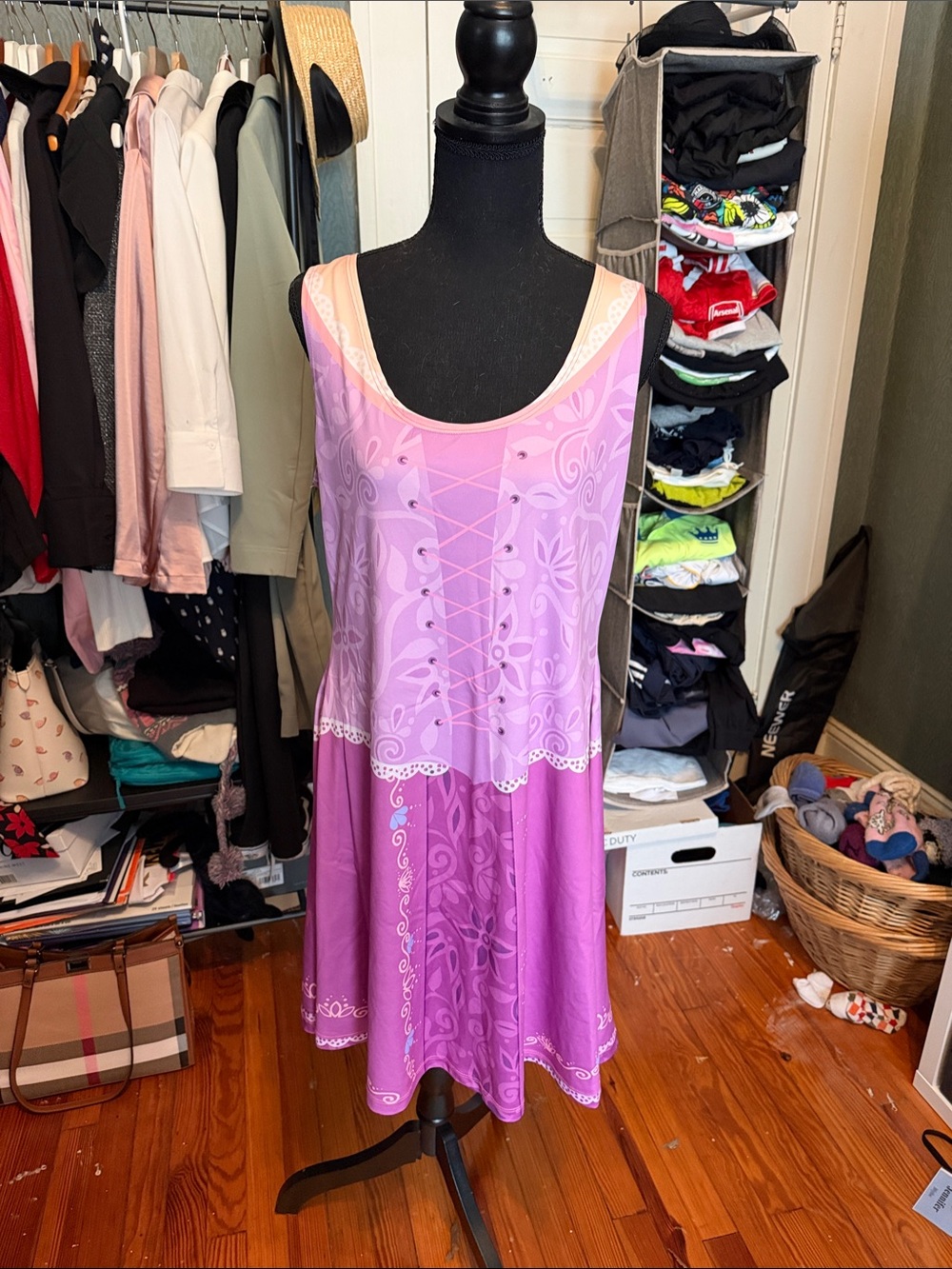 Lavender Disney Rapunzel Ombre Print Sleeveless Jersey Sport Dress XL